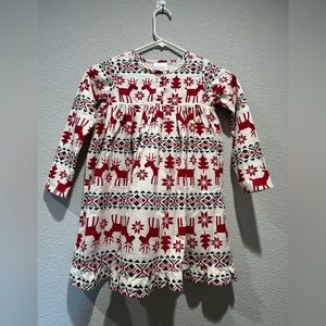 Children’s cream and burgundy reindeer dress